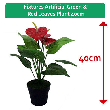 Fixtures Artificial Green & Red Leaves Plant 40cm - NWT FM SOLUTIONS - YOUR CATERING WHOLESALER