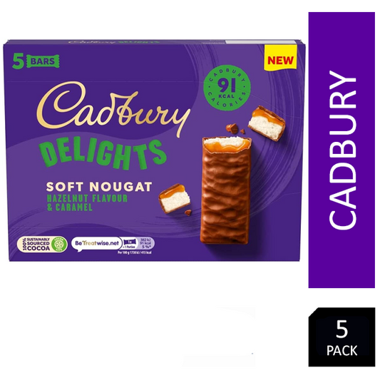 Cadbury Delights Soft Nougat Hazelnut & Caramel Chocolate Pack 5 - NWT FM SOLUTIONS - YOUR CATERING WHOLESALER