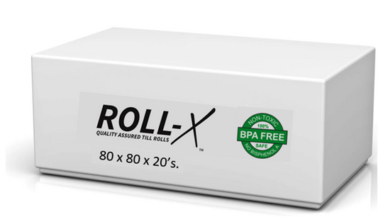 Roll-X Thermal Till Rolls BPA Free (80mm x 80mm) 20's - NWT FM SOLUTIONS - YOUR CATERING WHOLESALER