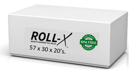 Roll-X Thermal Till Rolls BPA Free (57mm x 30mm) 20's - NWT FM SOLUTIONS - YOUR CATERING WHOLESALER