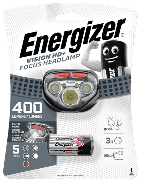 Energizer Vision HD+ Focus 400 Headlight Torch  - NWT FM SOLUTIONS - YOUR CATERING WHOLESALER