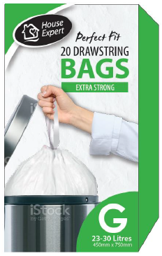 Perfect Fit White Peddle Bin Liners Size G 23-30 Litre Pack 20's - NWT FM SOLUTIONS - YOUR CATERING WHOLESALER