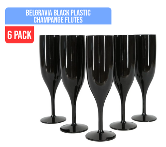 Belgravia Black Plastic Champagne Flutes Pack 6ƒ¢¢‚¬Å¡¬¢‚¬Å¾¢s - NWT FM SOLUTIONS - YOUR CATERING WHOLESALER