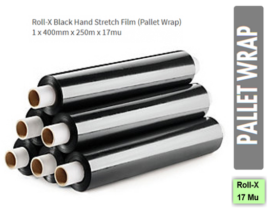 Roll-X Black Pallet Wrap (400mm x 250m 17mu) - NWT FM SOLUTIONS - YOUR CATERING WHOLESALER