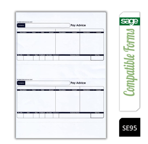 Sage (SE95) 1-Part Laser Pay Advice Forms 500 Sheets/1000 Forms - NWT FM SOLUTIONS - YOUR CATERING WHOLESALER