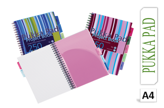 Pukka Pads Pink/Blue Stripes A4 Project Book - NWT FM SOLUTIONS - YOUR CATERING WHOLESALER