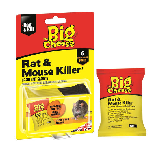 Big Cheese Rat & Mouse Killer Grain Bait 6x25g (STV244) - NWT FM SOLUTIONS - YOUR CATERING WHOLESALER