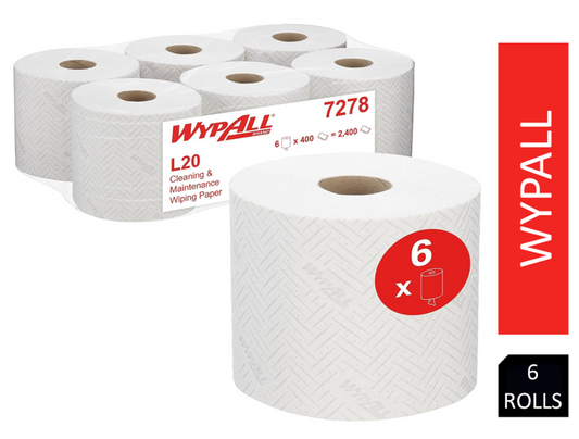 WypAll L20 Cleaning & Maintenance Centrefeed Wiping Paper White 6's (7278) - NWT FM SOLUTIONS - YOUR CATERING WHOLESALER