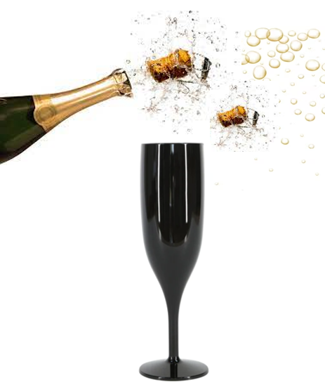 Belgravia Black Plastic Champagne Flutes Pack 6"s
