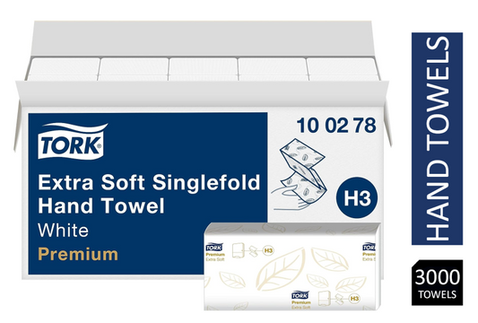 Tork Extra Soft Singlefold Hand Towels White H3 Premium Embossed 15x200 Sheets {100278} - NWT FM SOLUTIONS - YOUR CATERING WHOLESALER