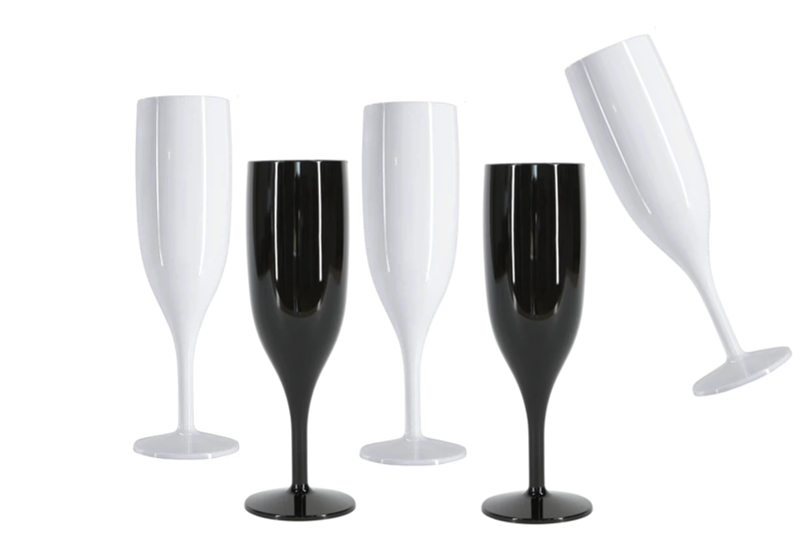 Belgravia White Plastic Champagne Flutes Pack 6"s