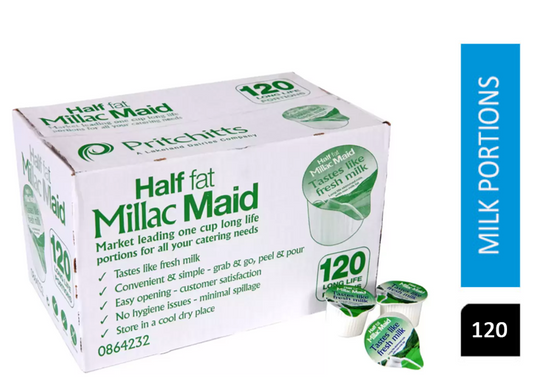 Millac Maid Half Fat (Green) Milk Jiggers 120's - NWT FM SOLUTIONS - YOUR CATERING WHOLESALER