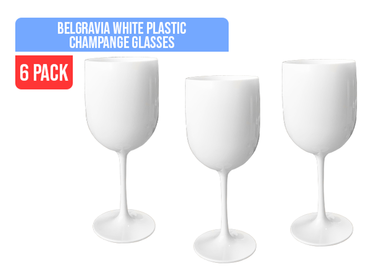 Belgravia White Plastic Wine/Champagne Glasses Pack 6ƒ¢¢‚¬Å¡¬¢‚¬Å¾¢s - NWT FM SOLUTIONS - YOUR CATERING WHOLESALER