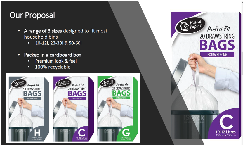 Perfect Fit White Peddle Bin Liners Size H 50-60 Litre Pack 10's