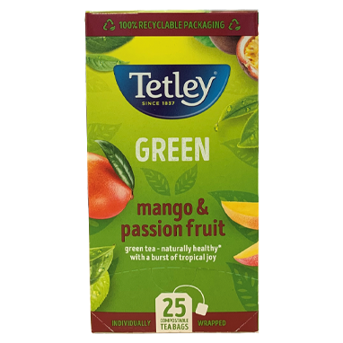 Tetley Green Tea, Mango & Passionfruit Env 25's