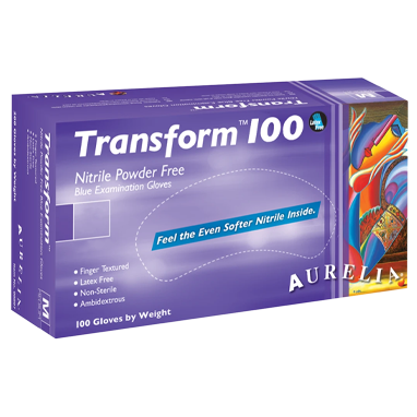 Aurelia Transform Finger-Textured Blue Powder Free EXTRA LARGE Nitrile Gloves 100's - NWT FM SOLUTIONS - YOUR CATERING WHOLESALER