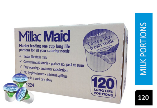 Millac Maid Skimmed (Blue) Milk Jiggers 120's - NWT FM SOLUTIONS - YOUR CATERING WHOLESALER
