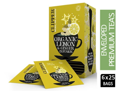 Clipper Organic Infusion Lemon & Ginger 25 Envelopes - NWT FM SOLUTIONS - YOUR CATERING WHOLESALER