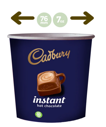 Kenco In-Cup Cadbury Hot Chocolate 25's 76mm Paper Cups - NWT FM SOLUTIONS - YOUR CATERING WHOLESALER