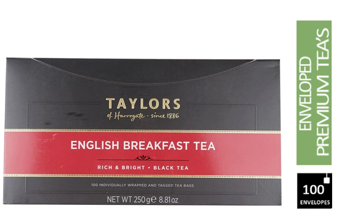 Taylors of Harrogate English Breakfast Enveloped Tea Pack 100ۉ€ž¢s - NWT FM SOLUTIONS - YOUR CATERING WHOLESALER