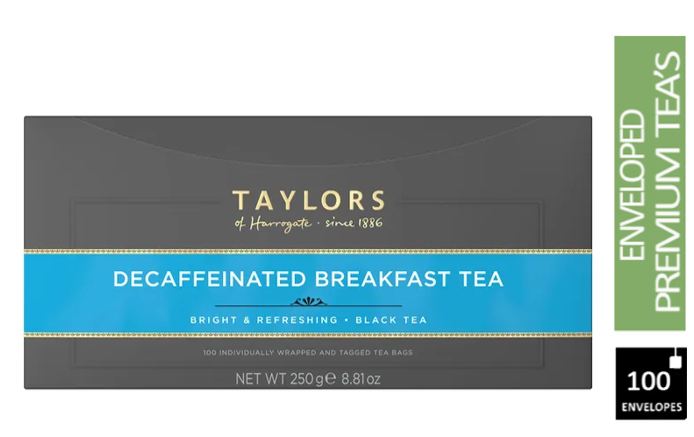 Taylors of Harrogate Decaf Breakfast Enveloped Tea Pack 100"s