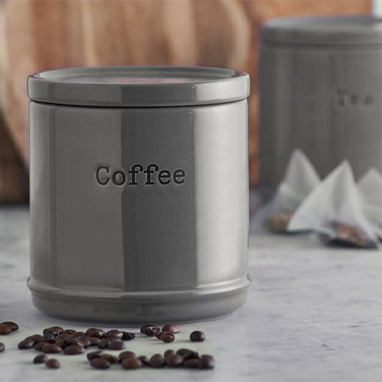 Accents Tea/Coffee/Sugar Canisters Set in CHARCOAL