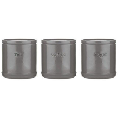 Accents Tea/Coffee/Sugar Canisters Set in CHARCOAL - NWT FM SOLUTIONS - YOUR CATERING WHOLESALER