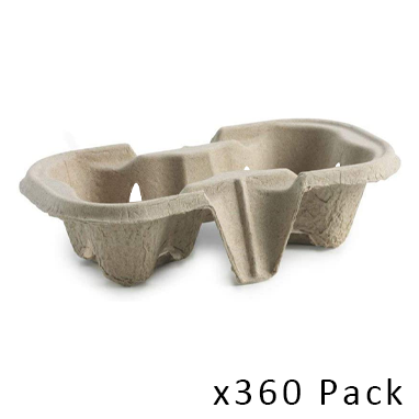 Belgravia Disposables Moulded Pulp 2 Cup Carrier x 360's - NWT FM SOLUTIONS - YOUR CATERING WHOLESALER