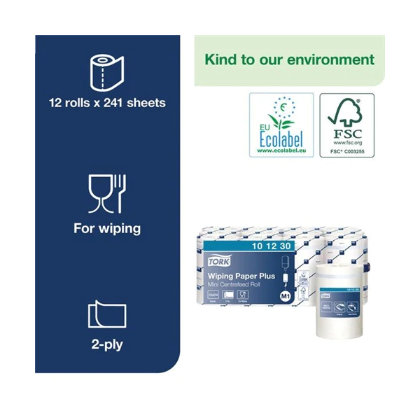 Tork Mini Centrefeed Roll 2-Ply 75m White Pack of 12 {101230}