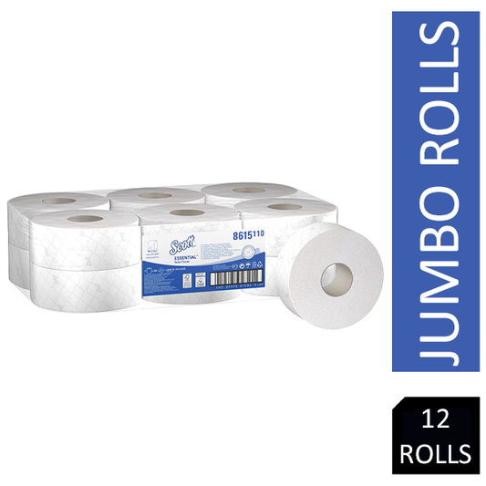 Scott Essential Jumbo Toilet Tissue White 12's (8615) - NWT FM SOLUTIONS - YOUR CATERING WHOLESALER