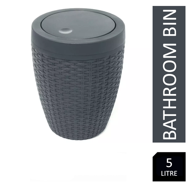 Addis Rattan Charcoal Bathroom Bin 5 Litre - NWT FM SOLUTIONS - YOUR CATERING WHOLESALER