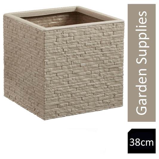 Strata Slate Stone 38cm Tall Square Planter {GN687} - NWT FM SOLUTIONS - YOUR CATERING WHOLESALER
