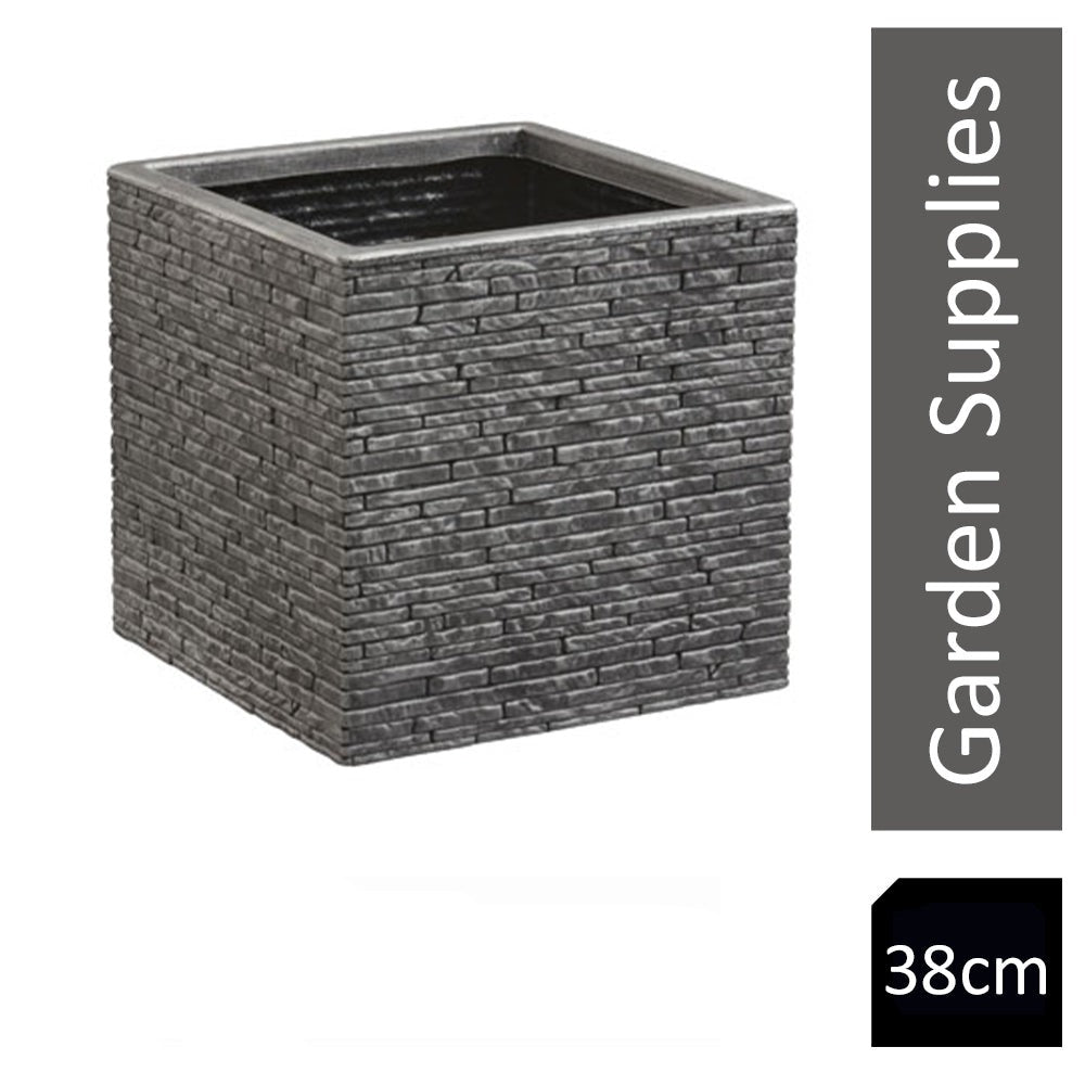 Strata Slate Pewter 38cm Tall Square Planter {GN687-PEW} - NWT FM SOLUTIONS - YOUR CATERING WHOLESALER