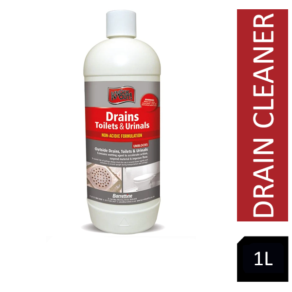 Knock Out New Drains, Toilets & Urinals, Non Acidic Unblocker 1 Litre - NWT FM SOLUTIONS - YOUR CATERING WHOLESALER