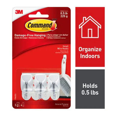 Command 17067 Small Wire Hooks White 3pk - NWT FM SOLUTIONS - YOUR CATERING WHOLESALER