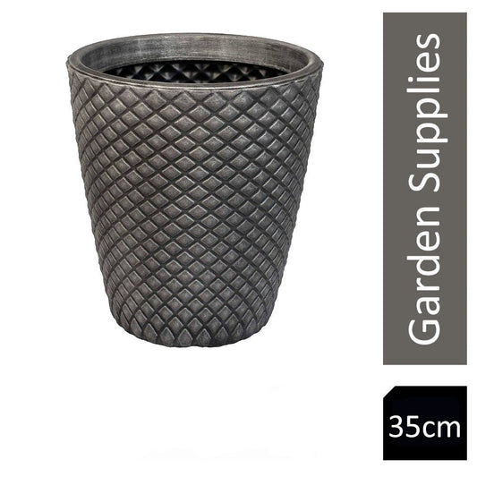 Strata Pewter Geometric Round Planter 35cm - NWT FM SOLUTIONS - YOUR CATERING WHOLESALER