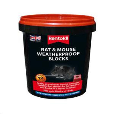 Rentokil Mouse & Rat Weatherproof Blocks Pack 10's - NWT FM SOLUTIONS - YOUR CATERING WHOLESALER