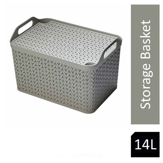 Strata Cool Grey Medium Handy Basket With Lid - NWT FM SOLUTIONS - YOUR CATERING WHOLESALER