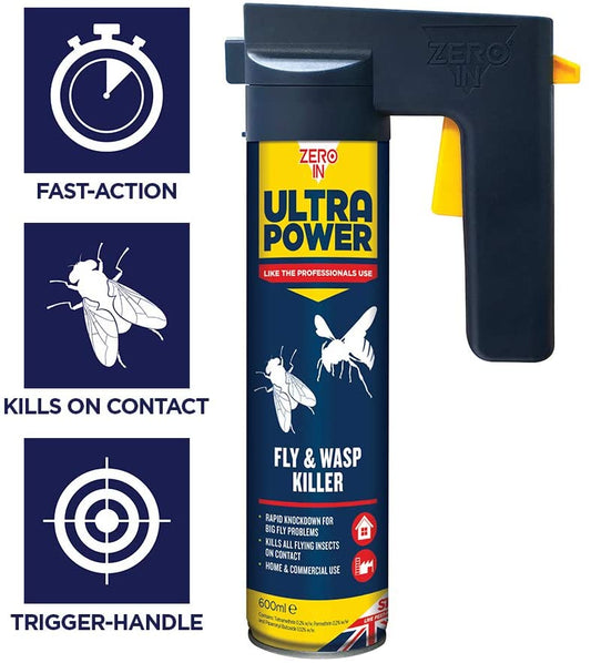 Zero-in Ultra Power Fly & Wasp Killer 600ml (ZER552) - NWT FM SOLUTIONS - YOUR CATERING WHOLESALER