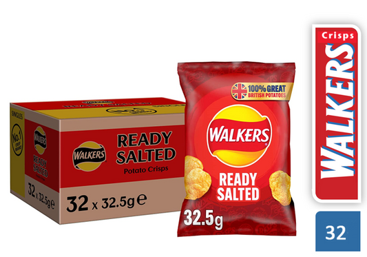 Walkers Crisps Ready Salted Pack 32's - NWT FM SOLUTIONS - YOUR CATERING WHOLESALER