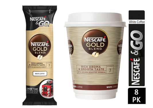 Nescafe & Go Gold Blend White Cups (Sleeve of 8) - NWT FM SOLUTIONS - YOUR CATERING WHOLESALER