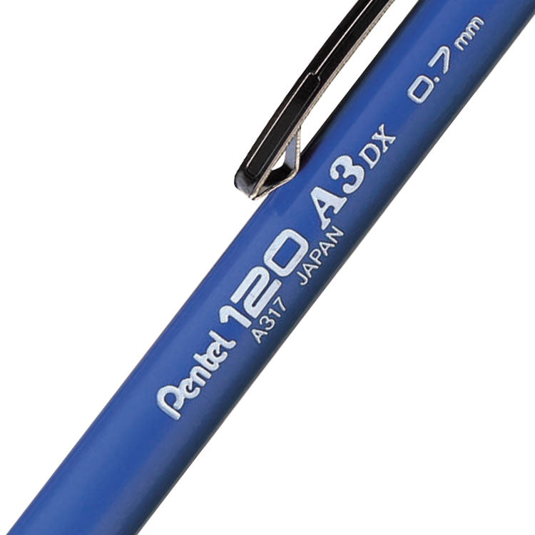 Pentel 120 Mechanical Pencil HB 0.7mm Lead Blue Barrel (Pack 12) A317-C