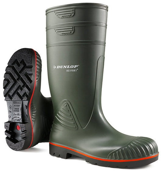 Dunlop Acifort Full Safety Heavy Duty Green Size 13 Boots - NWT FM SOLUTIONS - YOUR CATERING WHOLESALER