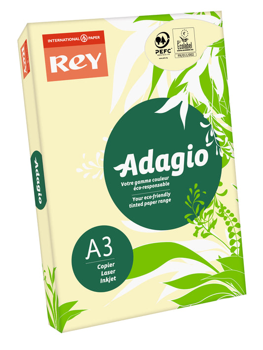 Rey Adagio Paper A3 80gsm Canary (Ream 500) RYADA080X443 - NWT FM SOLUTIONS - YOUR CATERING WHOLESALER