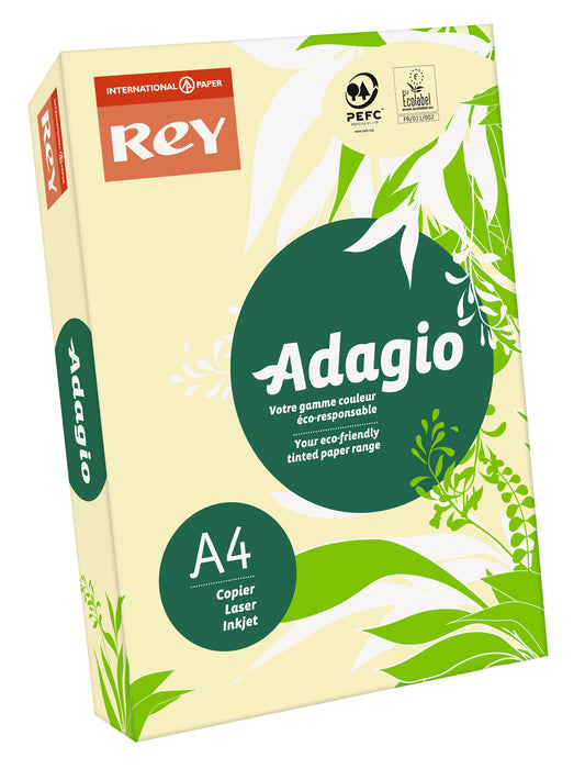 Rey Adagio Paper A4 80gsm Canary (Ream 500) RYADA080X423 - NWT FM SOLUTIONS - YOUR CATERING WHOLESALER