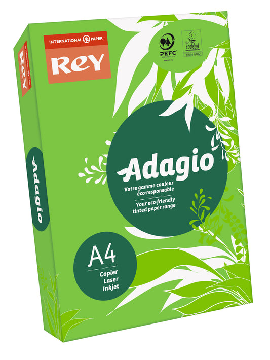 Rey Adagio Paper A4 80gsm Deep Green (Ream 500) RYADA080X433 - NWT FM SOLUTIONS - YOUR CATERING WHOLESALER