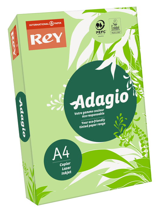 Rey Adagio Paper A4 80gsm Leaf Green (Ream 500) RYADA080X406 - NWT FM SOLUTIONS - YOUR CATERING WHOLESALER