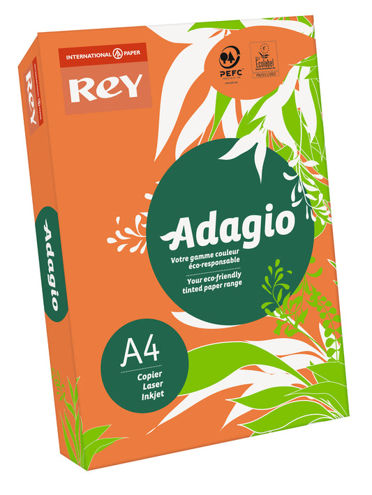 Rey Adagio Paper A4 80gsm Deep Orange (Ream 500) RYADA080X427 - NWT FM SOLUTIONS - YOUR CATERING WHOLESALER