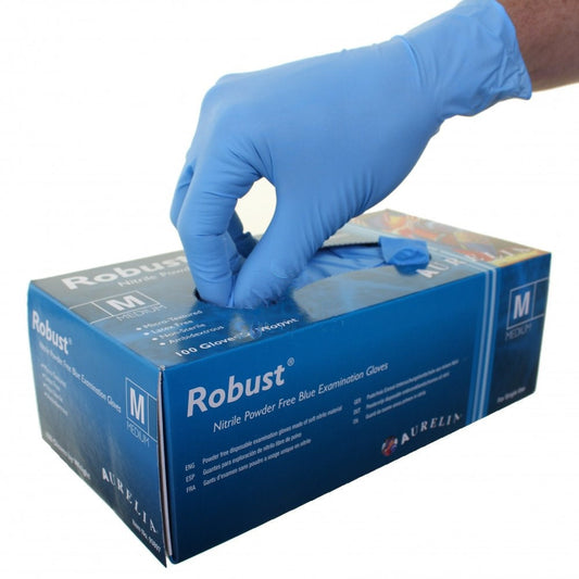Robust Micro-Textured Blue Powder Free LARGE Nitrile Gloves 100's - NWT FM SOLUTIONS - YOUR CATERING WHOLESALER