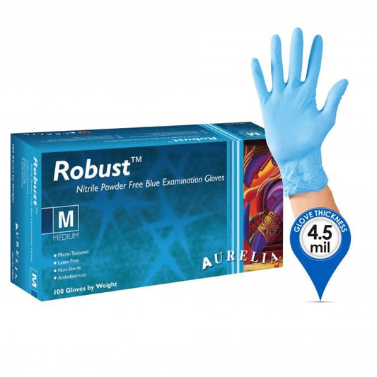 Robust Micro-Textured Blue Powder Free MEDIUM Nitrile Gloves 100's - NWT FM SOLUTIONS - YOUR CATERING WHOLESALER